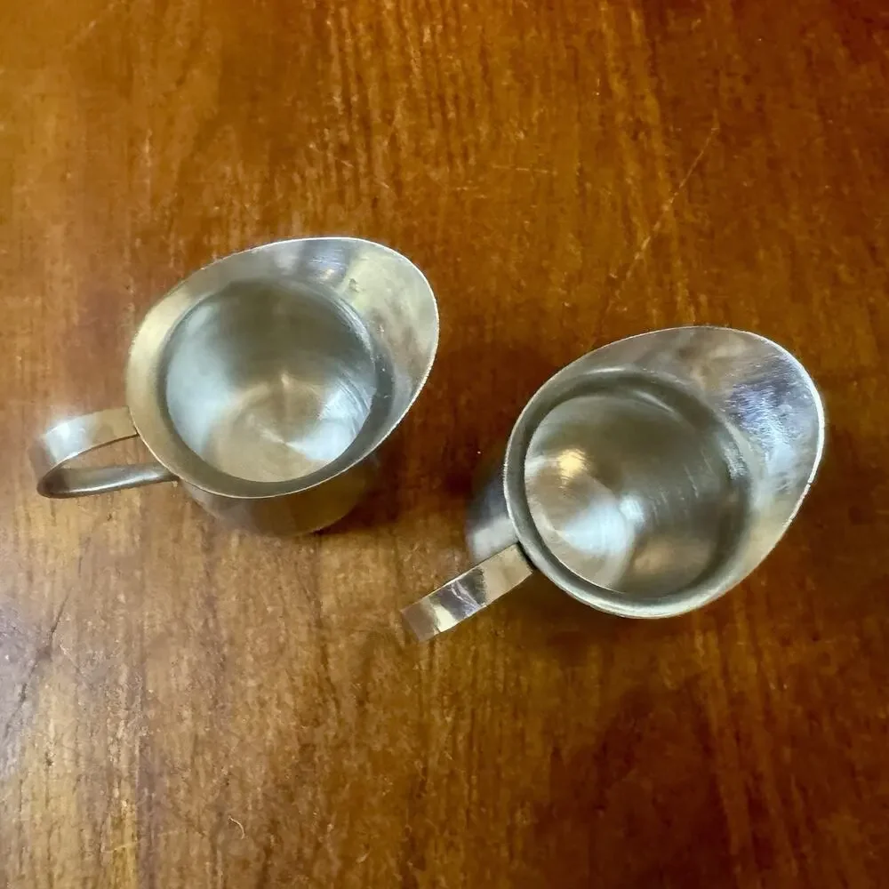2 Vollrath Stainless Steel Creamer Pitchers Japan A8 8 Oz Restaurant 2 1/2”